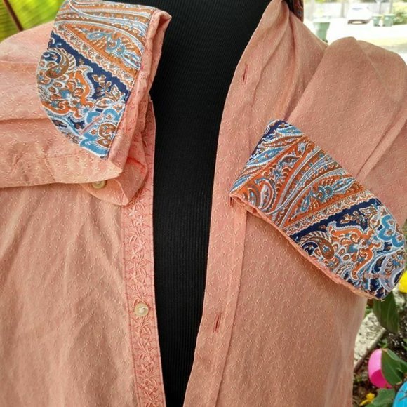 Robert Graham Sz L L/S Button Front Flip Cuff - Picture 5 of 8